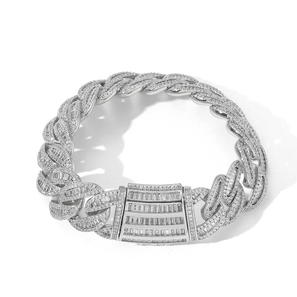 Baguette Diamond Cuban Bracelet 14K Diamond Baguette Cuban