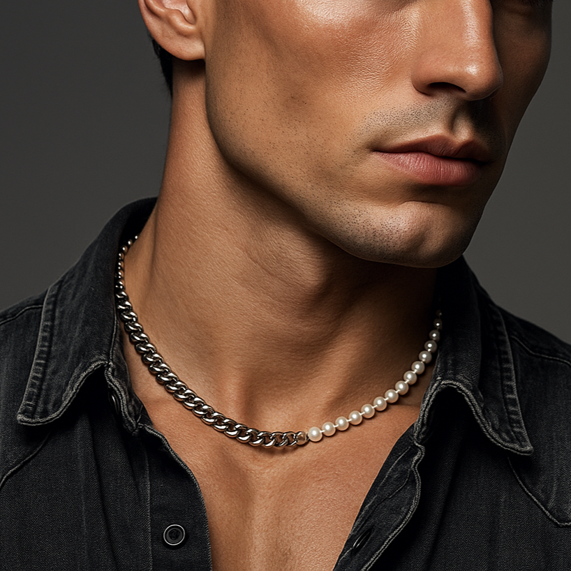 Pearl X Cuban Link Chain