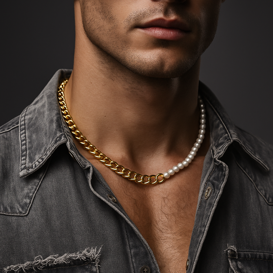 Pearl X Cuban Link Chain