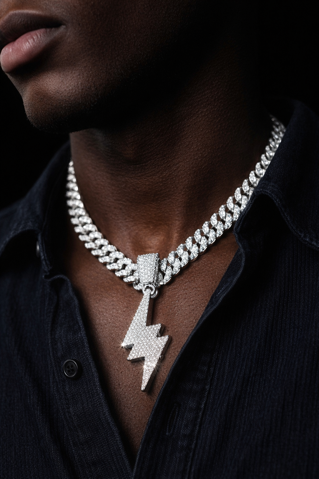 ICED Thunder Pendant (White Gold)