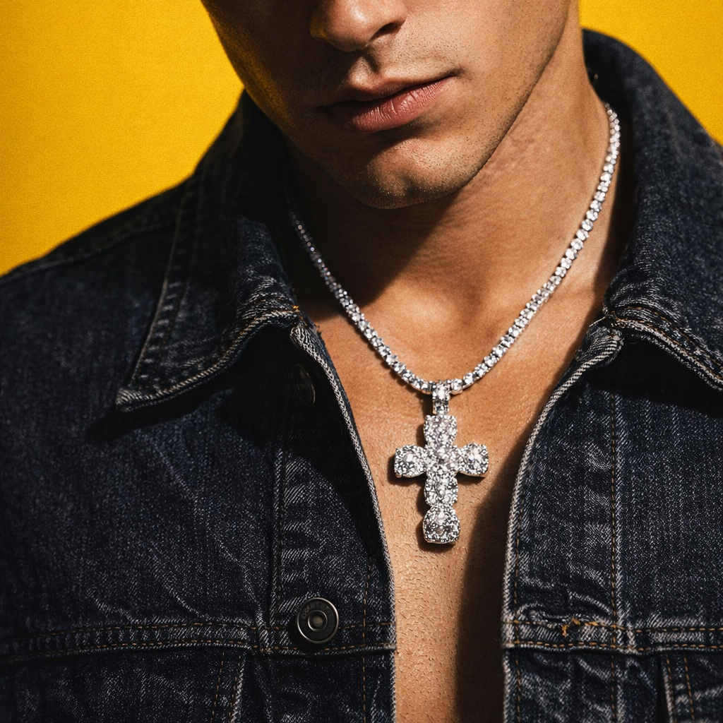 ICED Clustered Cross Pendant