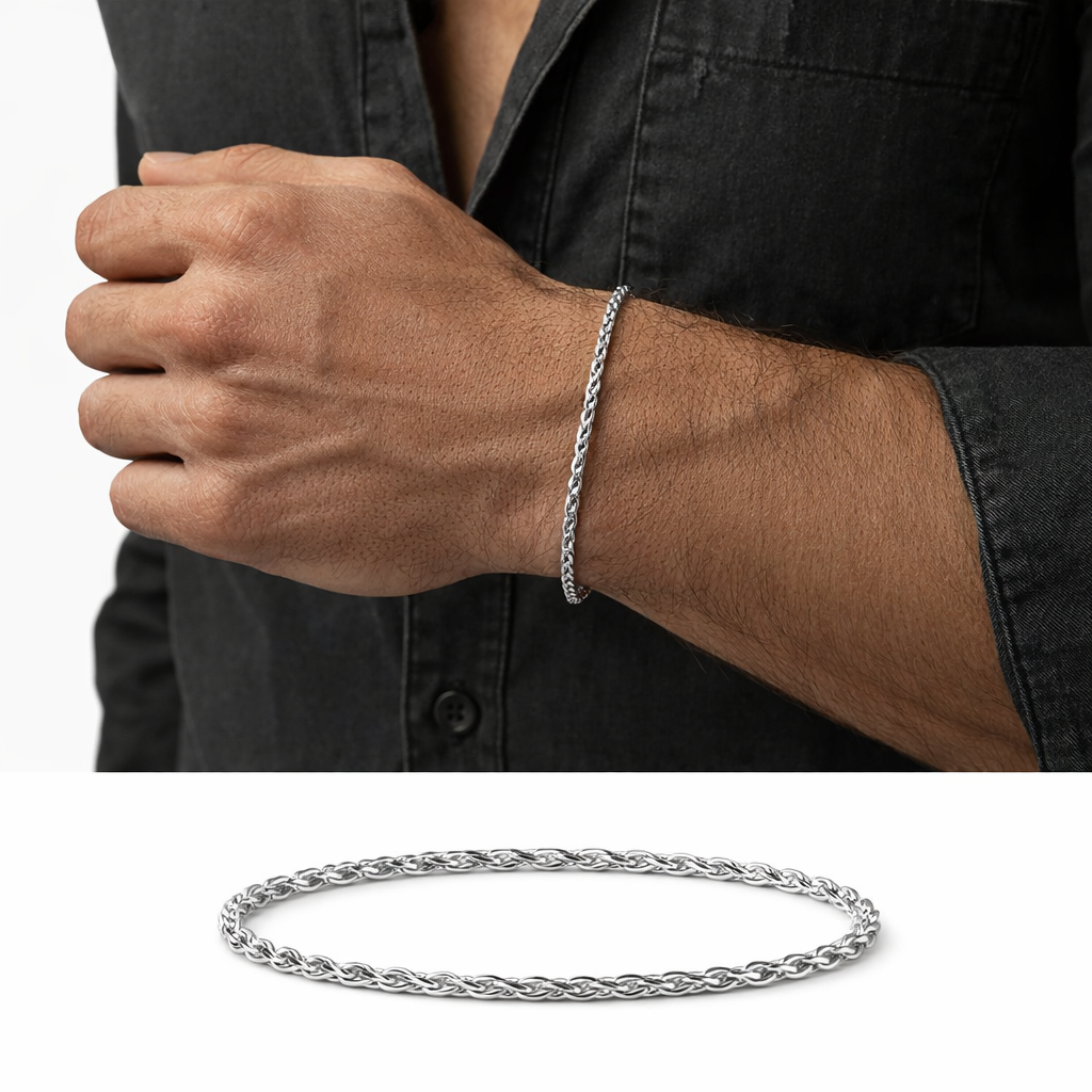 Twisted Rope Bracelet (Silver)
