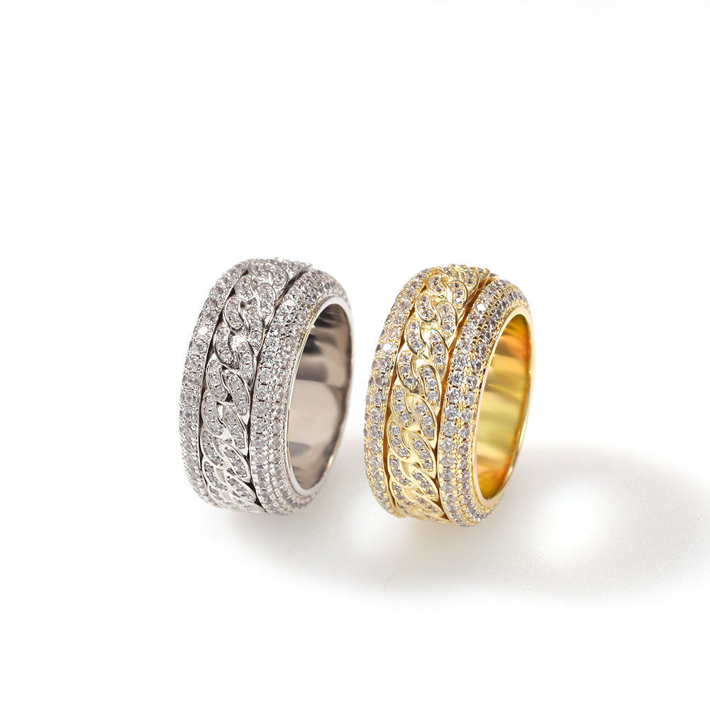 Studded Spinner Cuban Ring