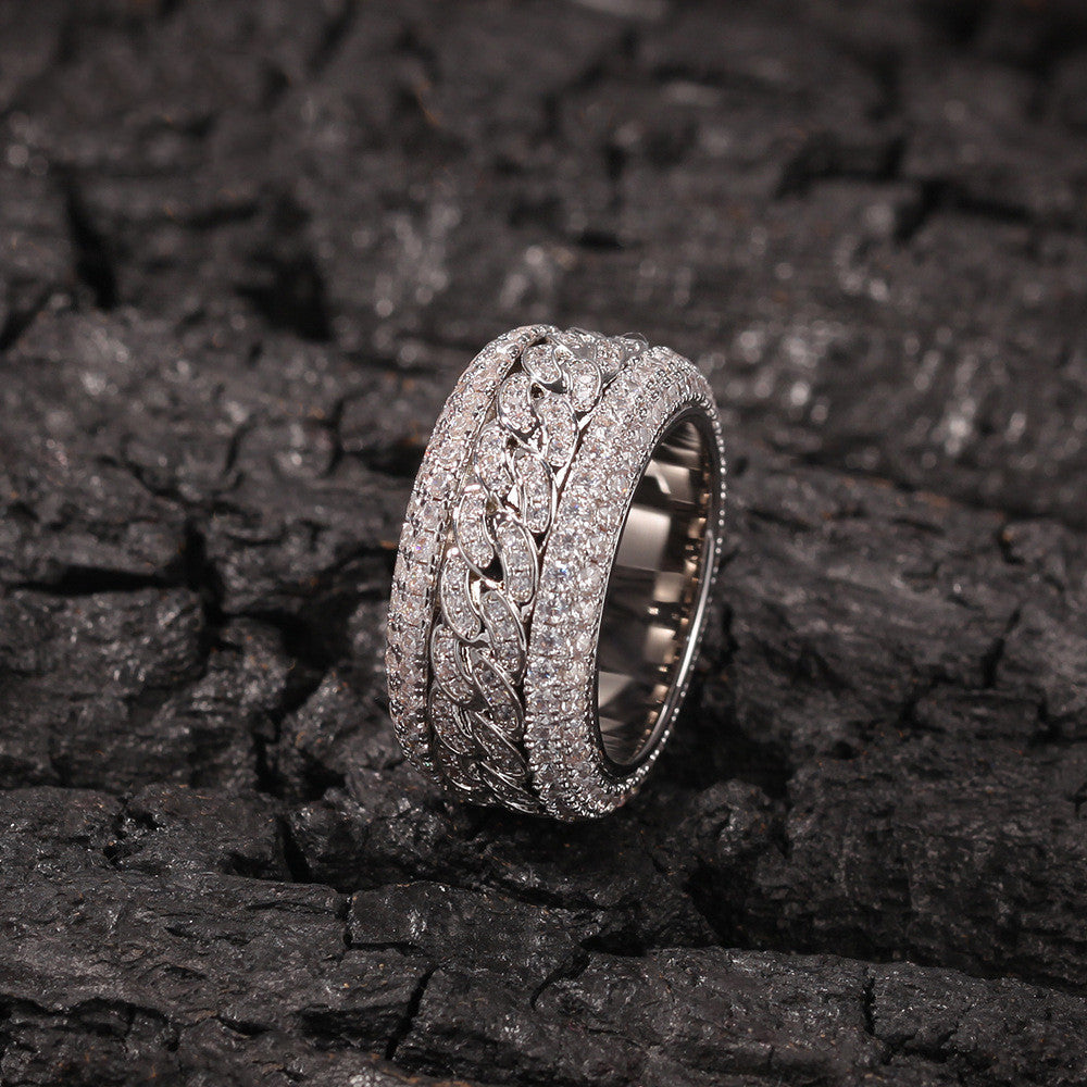Studded Spinner Cuban Ring
