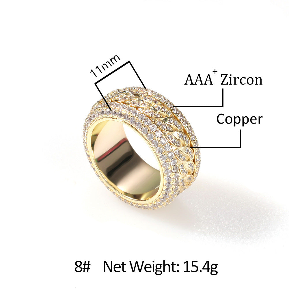 Studded Spinner Cuban Ring