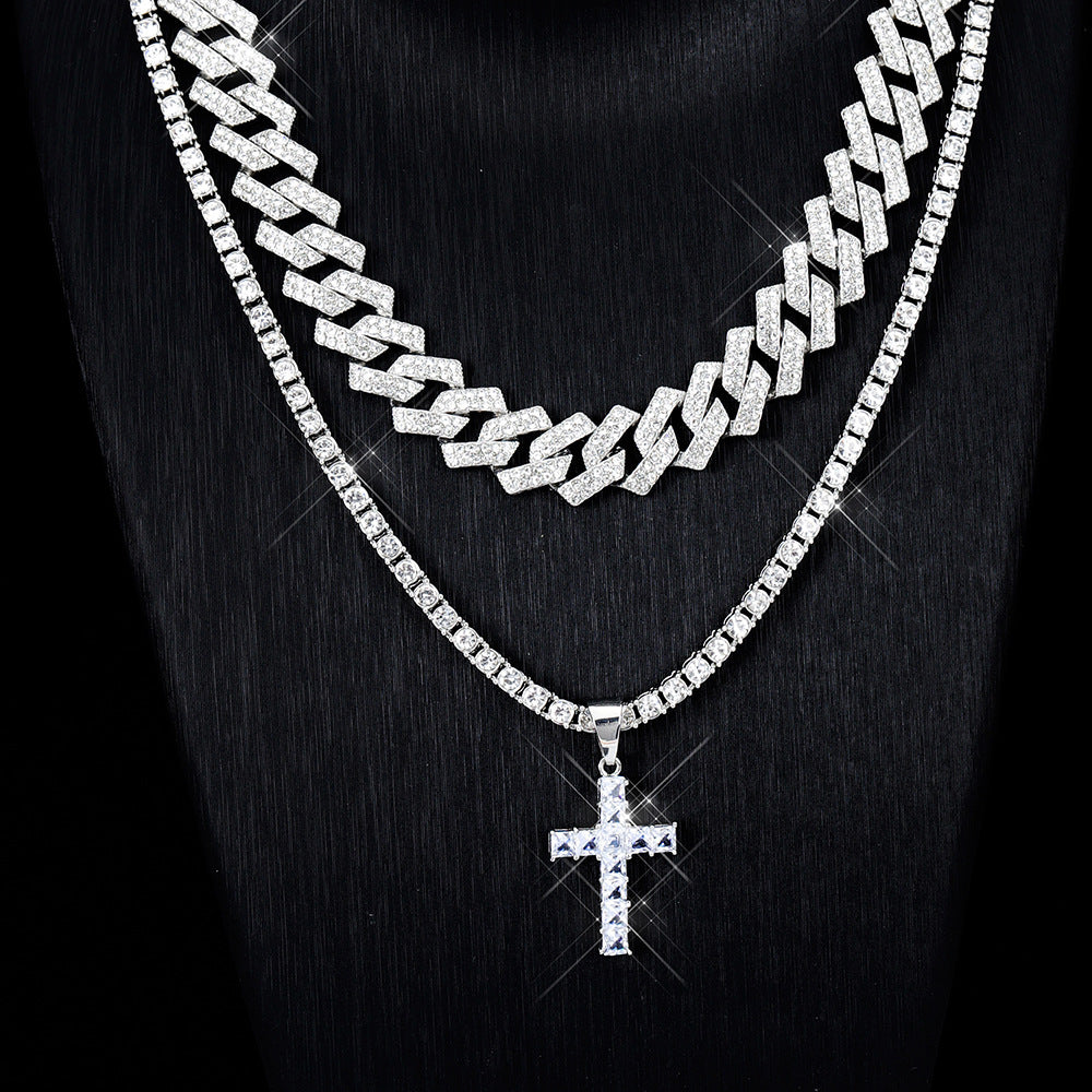 ICED Out Cross Pendant (Tennis Chain/ICED Cuban Chain Pack)