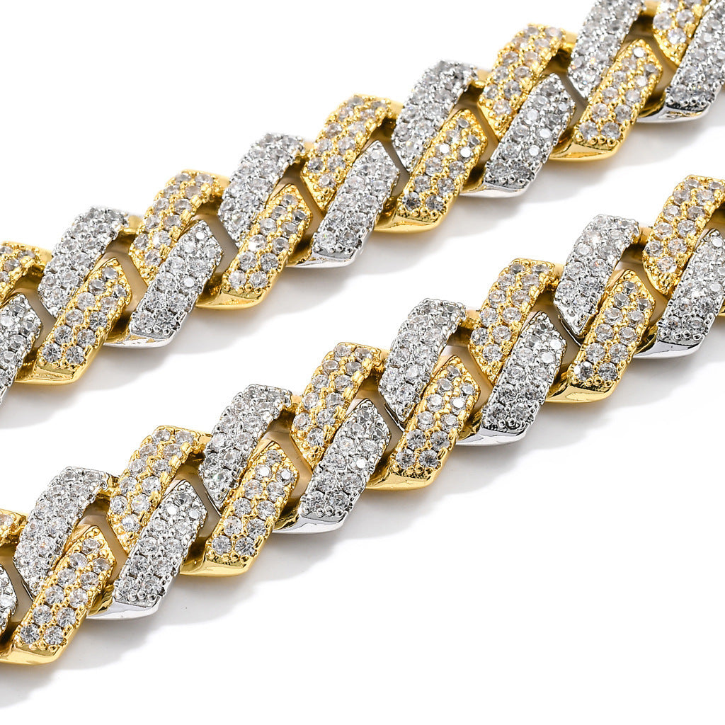 ICED Classic Cuban Link Chain (White-Gold/Gold)
