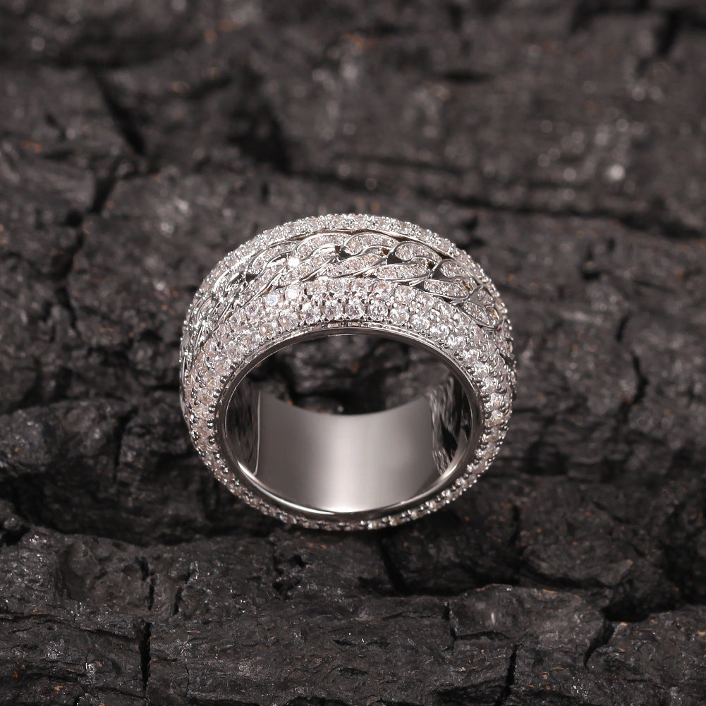 Studded Spinner Cuban Ring