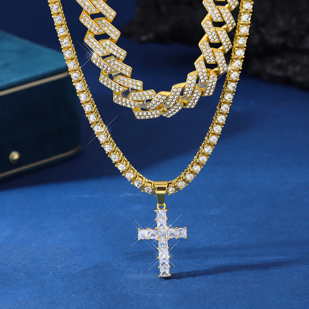 ICED Out Cross Pendant (Tennis Chain/ICED Cuban Chain Pack)