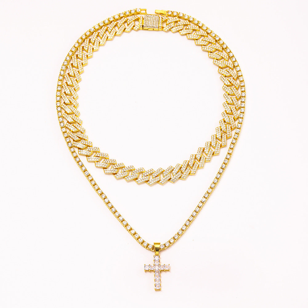 ICED Out Cross Pendant (Tennis Chain/ICED Cuban Chain Pack)