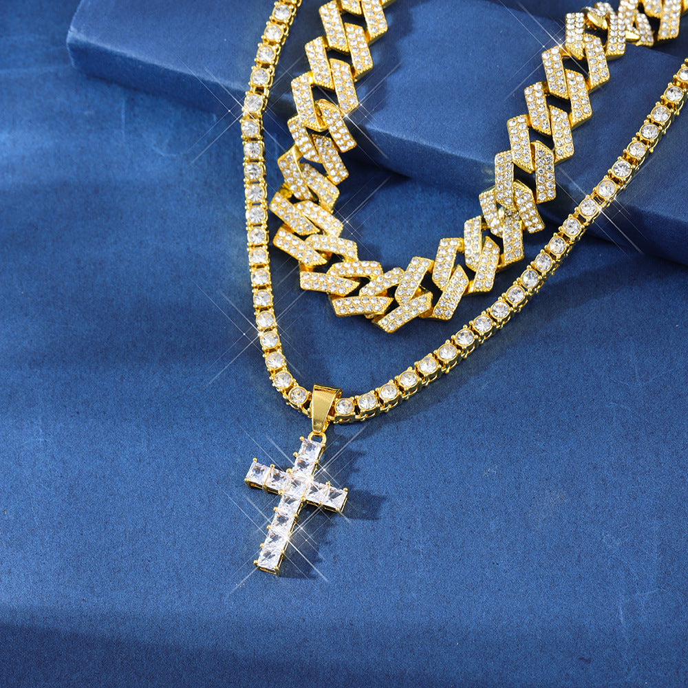 ICED Out Cross Pendant (Tennis Chain/ICED Cuban Chain Pack)