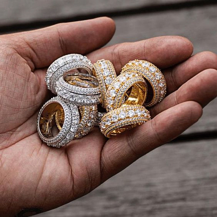 Studded Spinner Cuban Ring