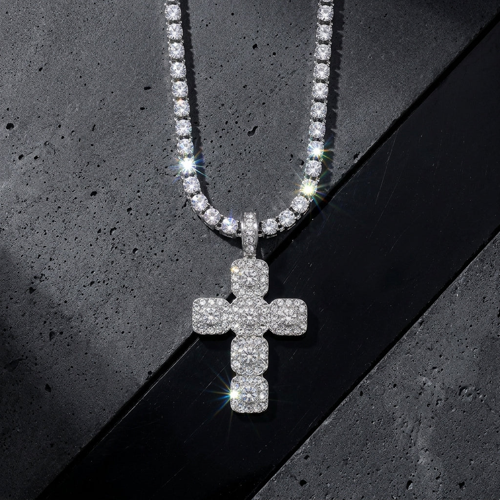 ICED Clustered Cross Pendant