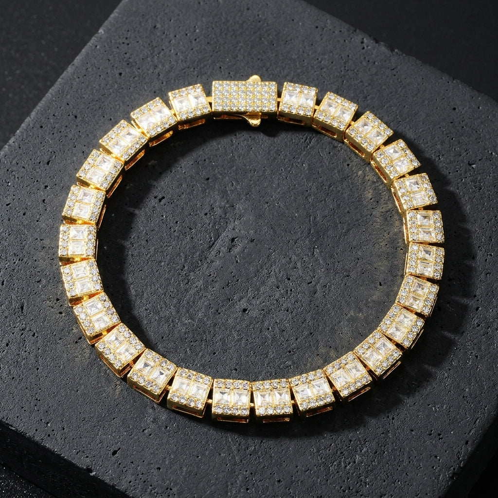 Square Baguette Tennis Bracelet (Gold)
