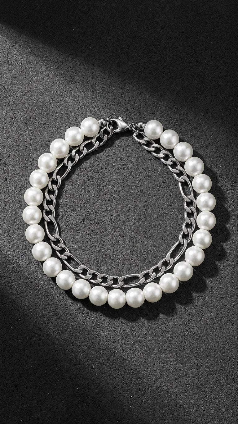 Pearl X Slim Cuban Link Bracelet