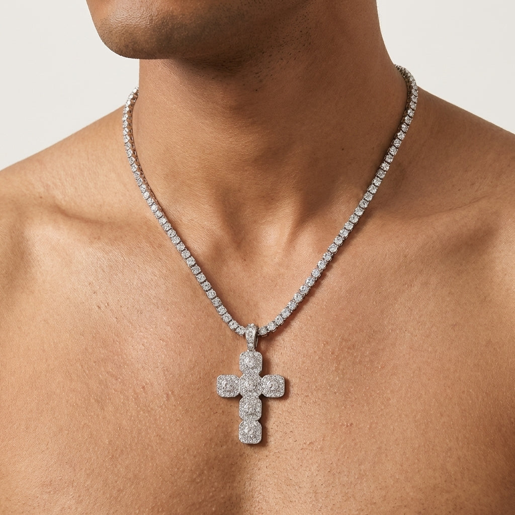 ICED Clustered Cross Pendant
