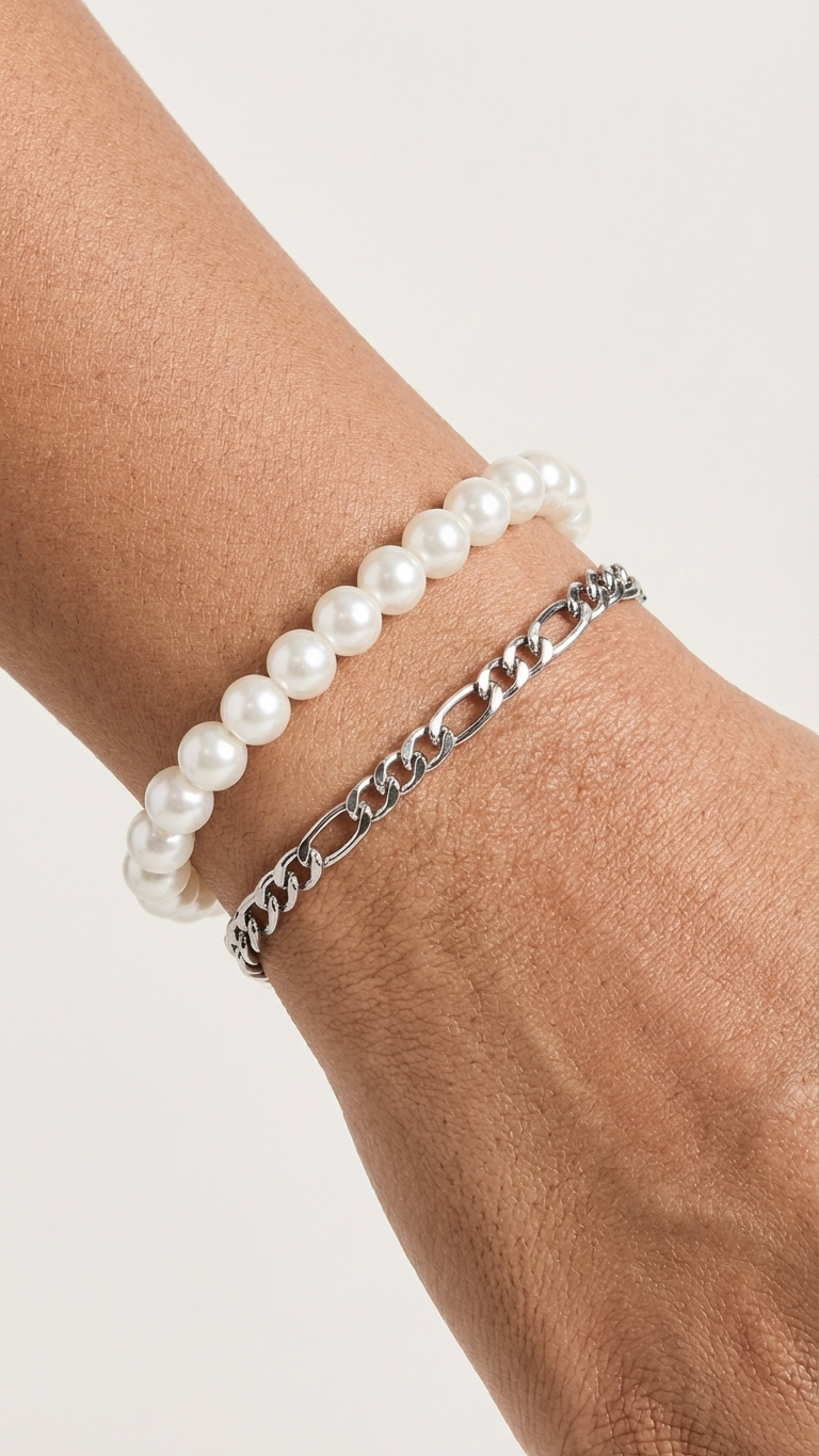 Pearl X Slim Cuban Link Bracelet