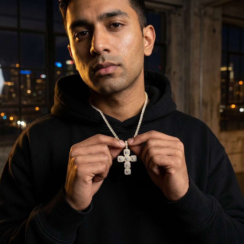 ICED Clustered Cross Pendant